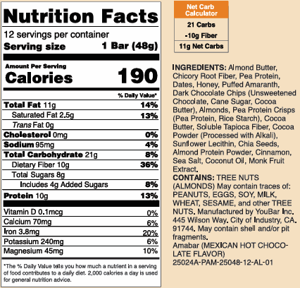 Amabar: Prebiotic Fiber Bar (Mexican Hot Chocolate)